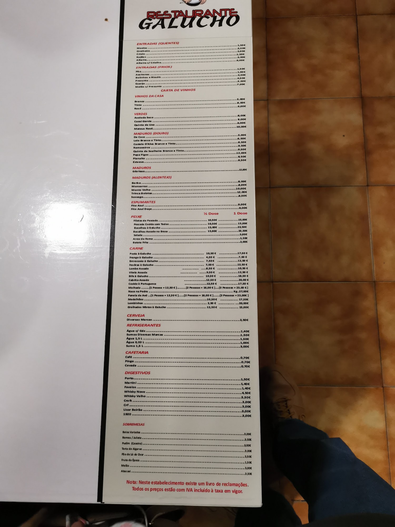 Galucho Menu