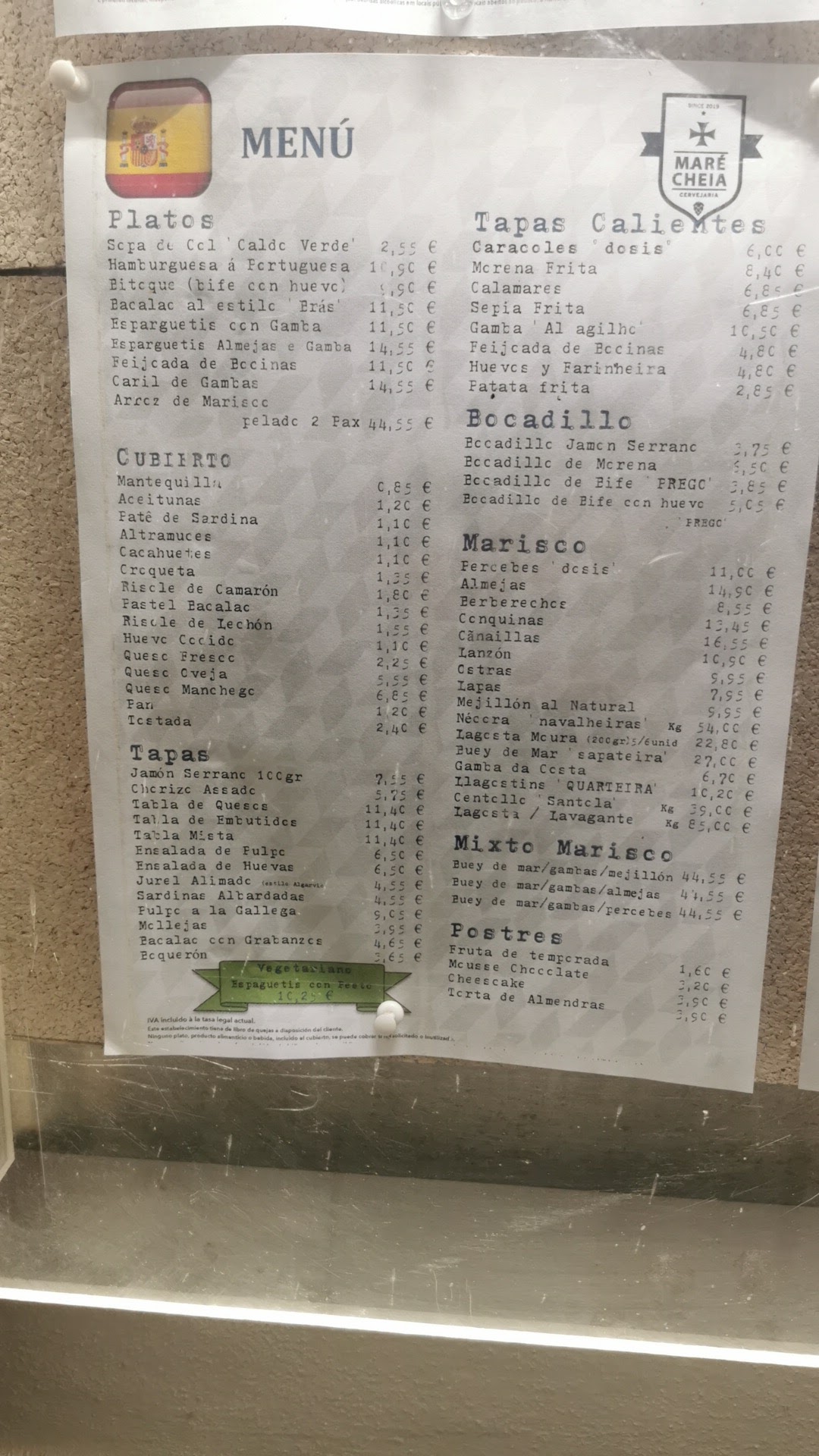 Maré Cheia Menu