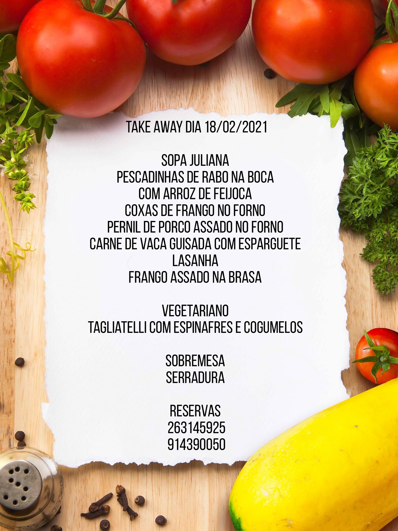 Dom Barrigudo, Lda Menu