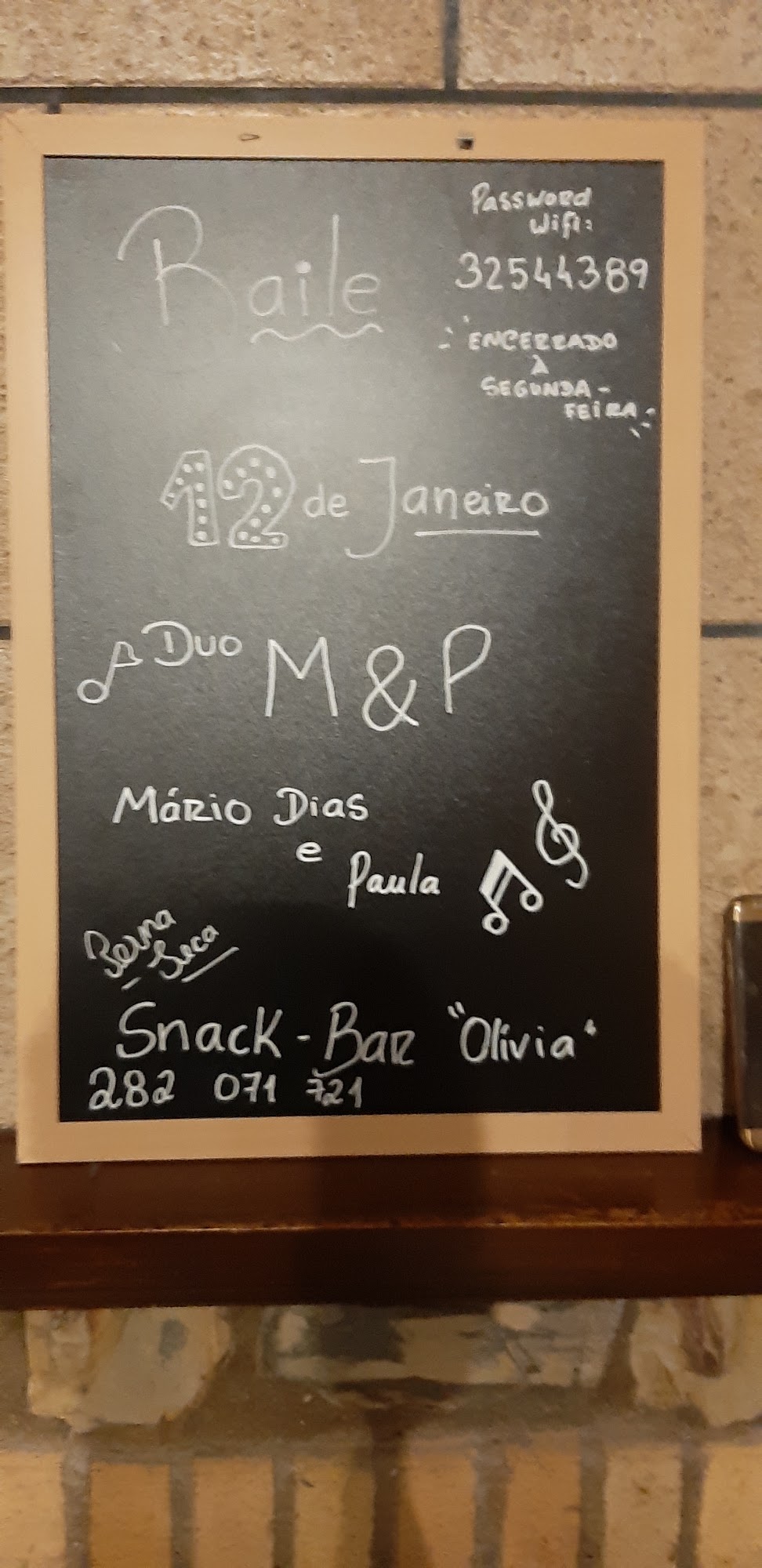 Snack Bar Olivia Menu