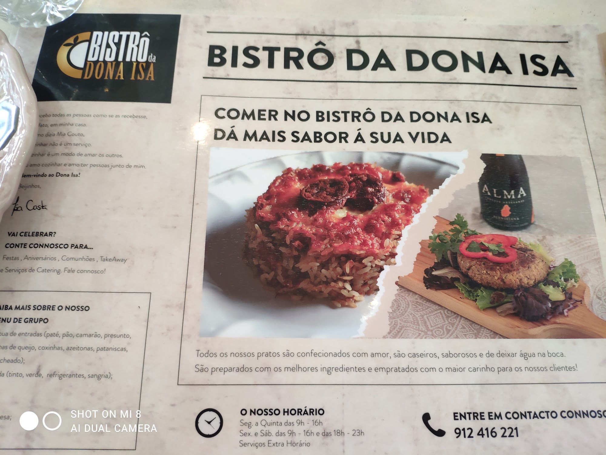 Bistro da Dona Isa Menu