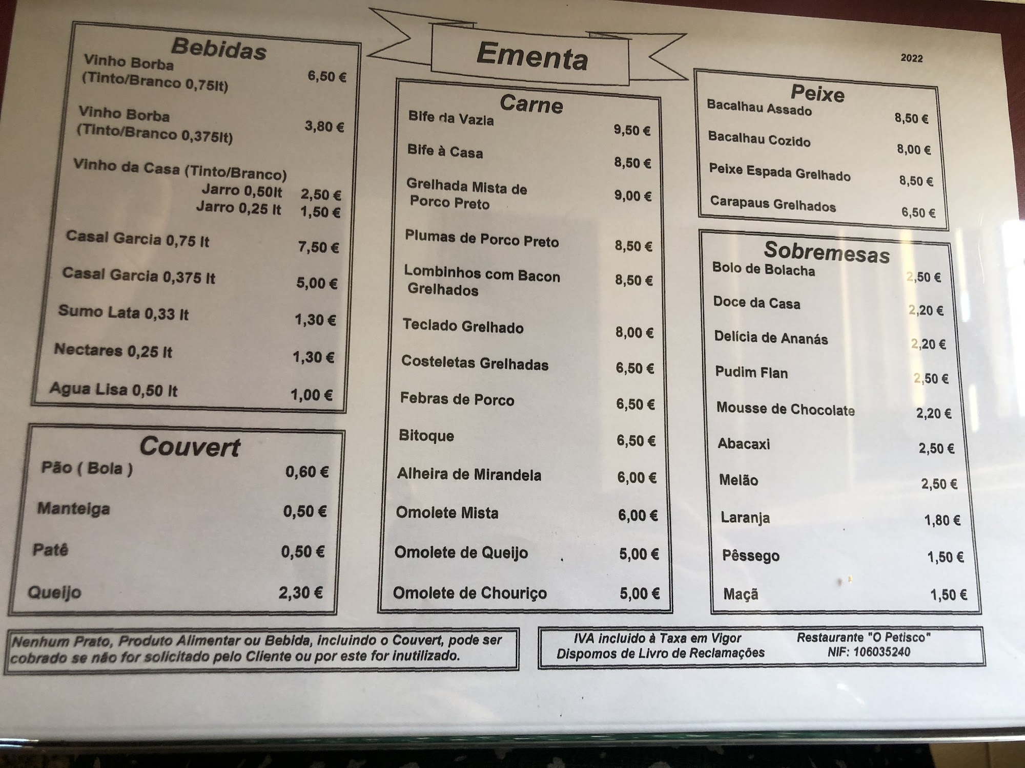 O Petisco Menu
