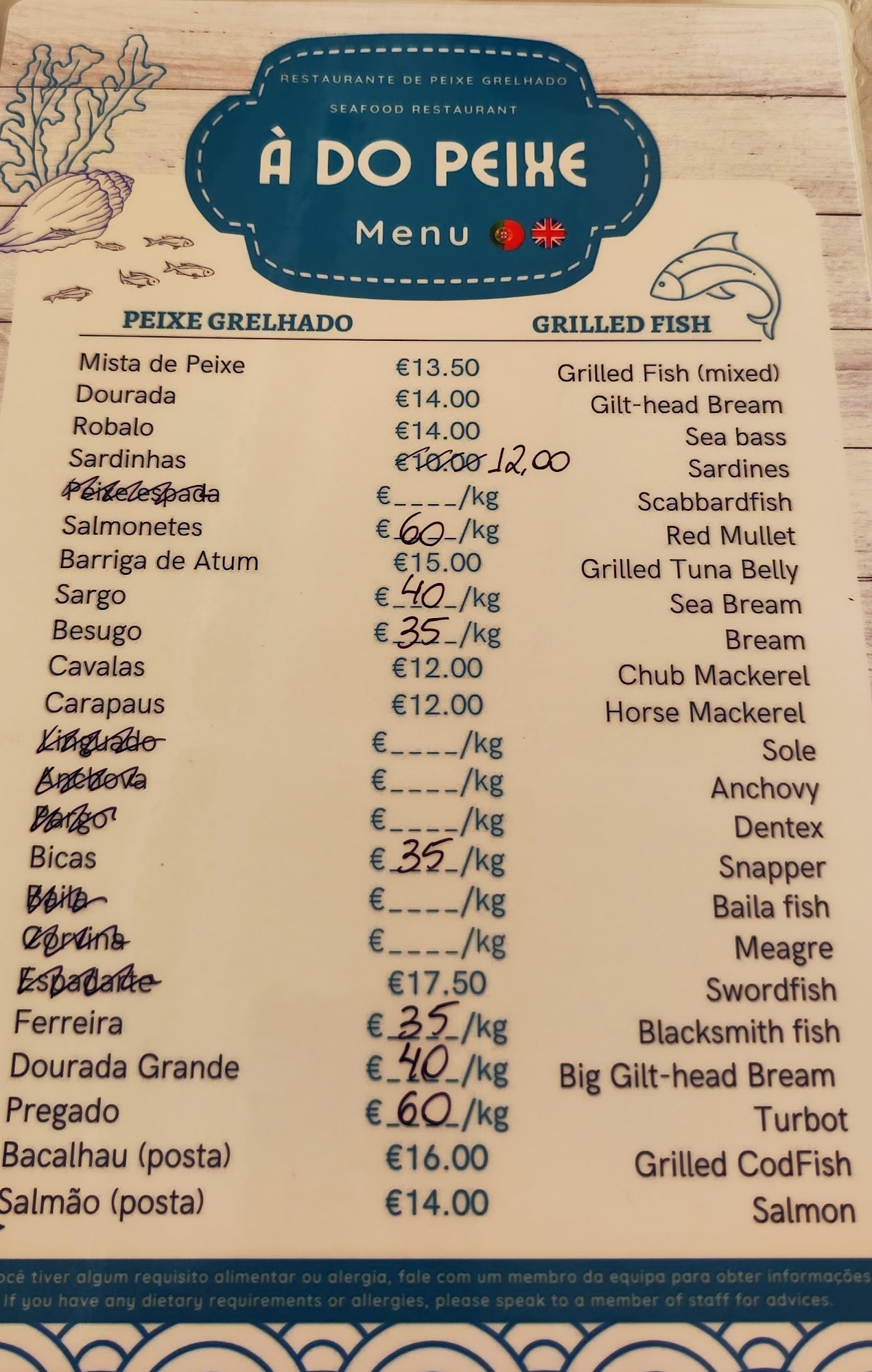 À do Peixe Menu
