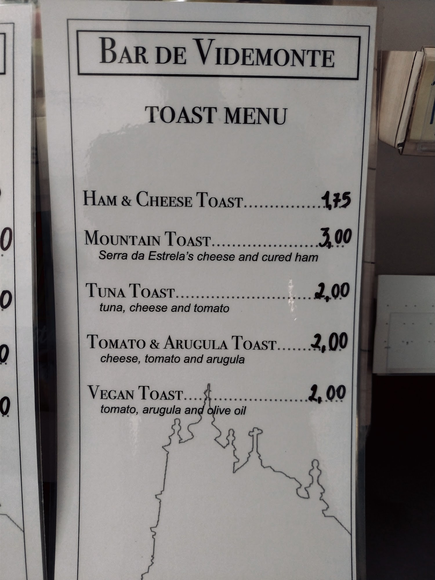 Bar de Videmonte Menu