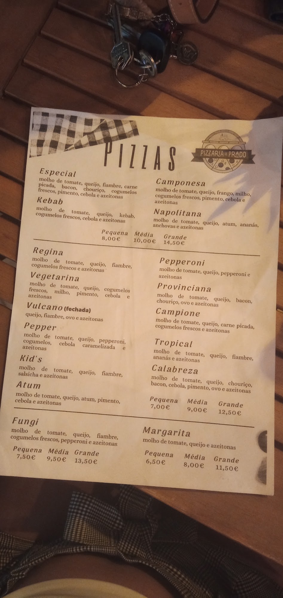 Pizzaria Prado (Pizzaria de Prado) Menu