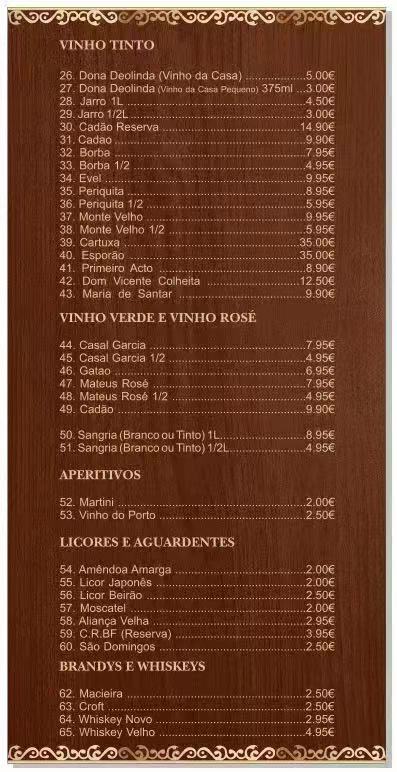Verde Gaio Menu