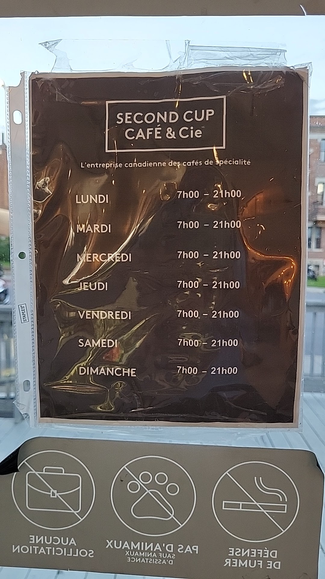 Second Cup Café Menu