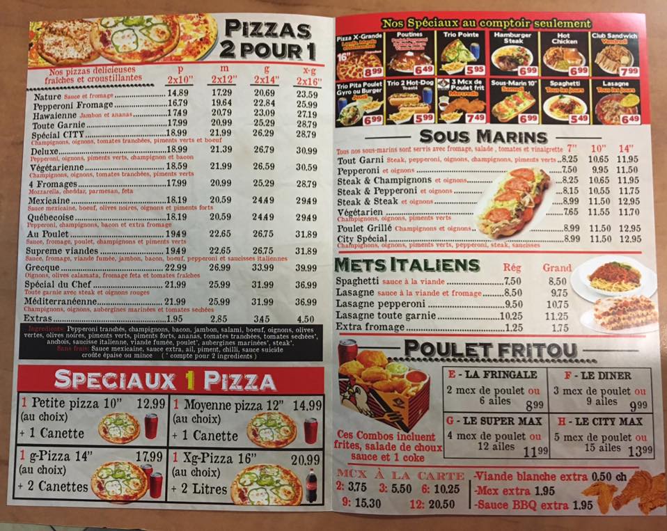 Grillades Pizza City Menu