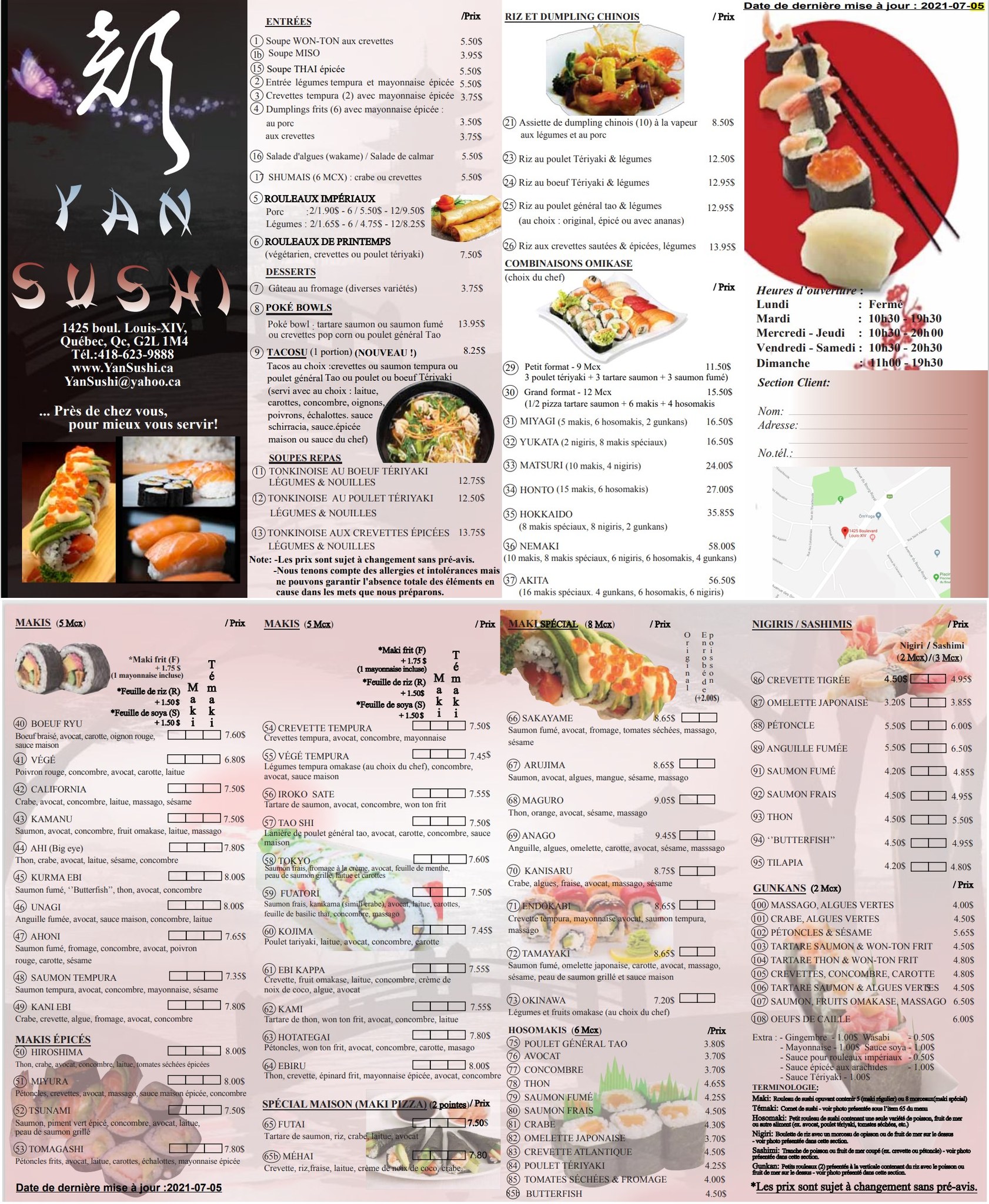 Yan Sushi Menu