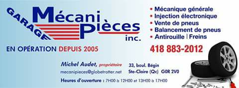 Garage Mecani-Pieces Inc 33 Bd Bégin, Sainte-Claire Quebec G0R 2V0