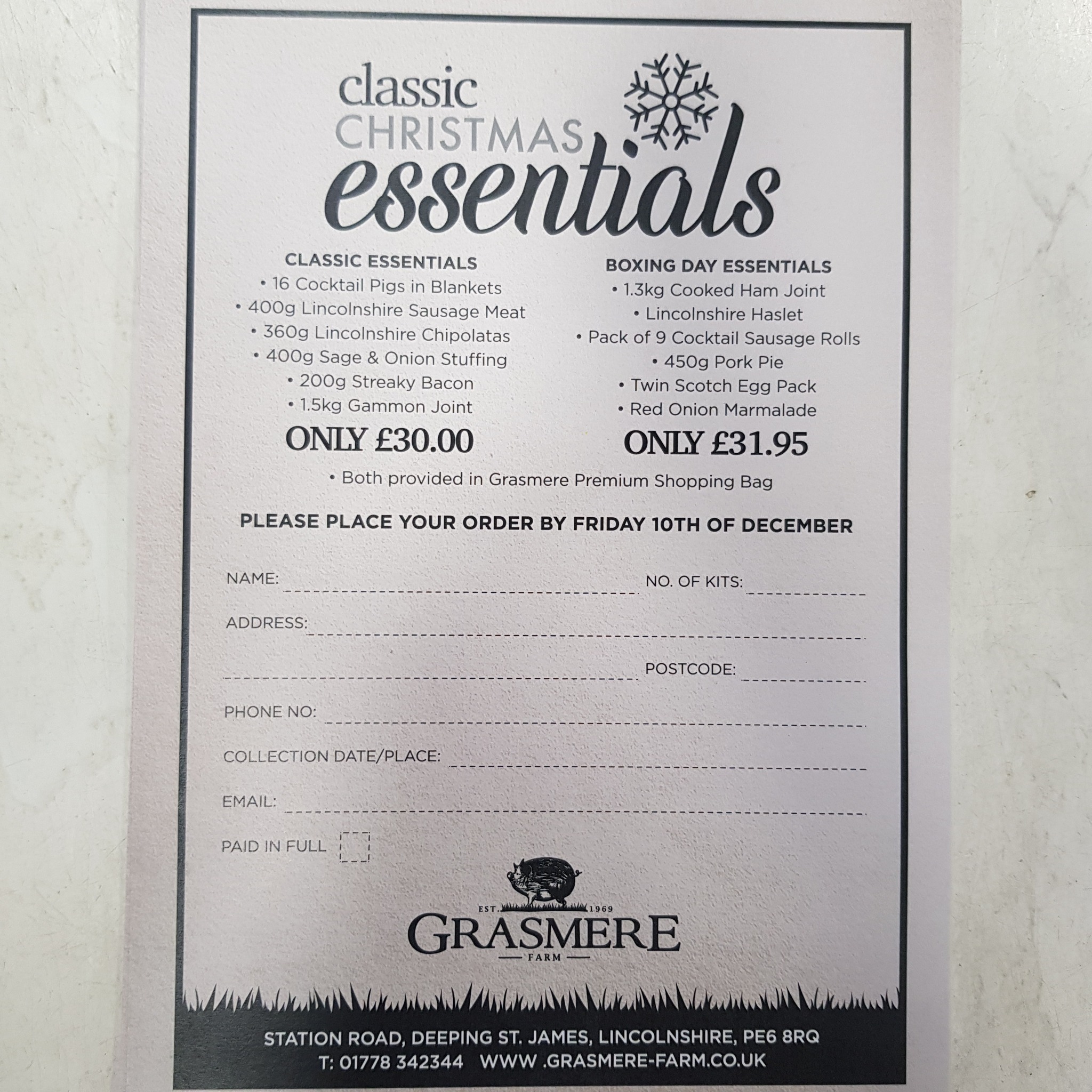 Whissendine Post Office Menu