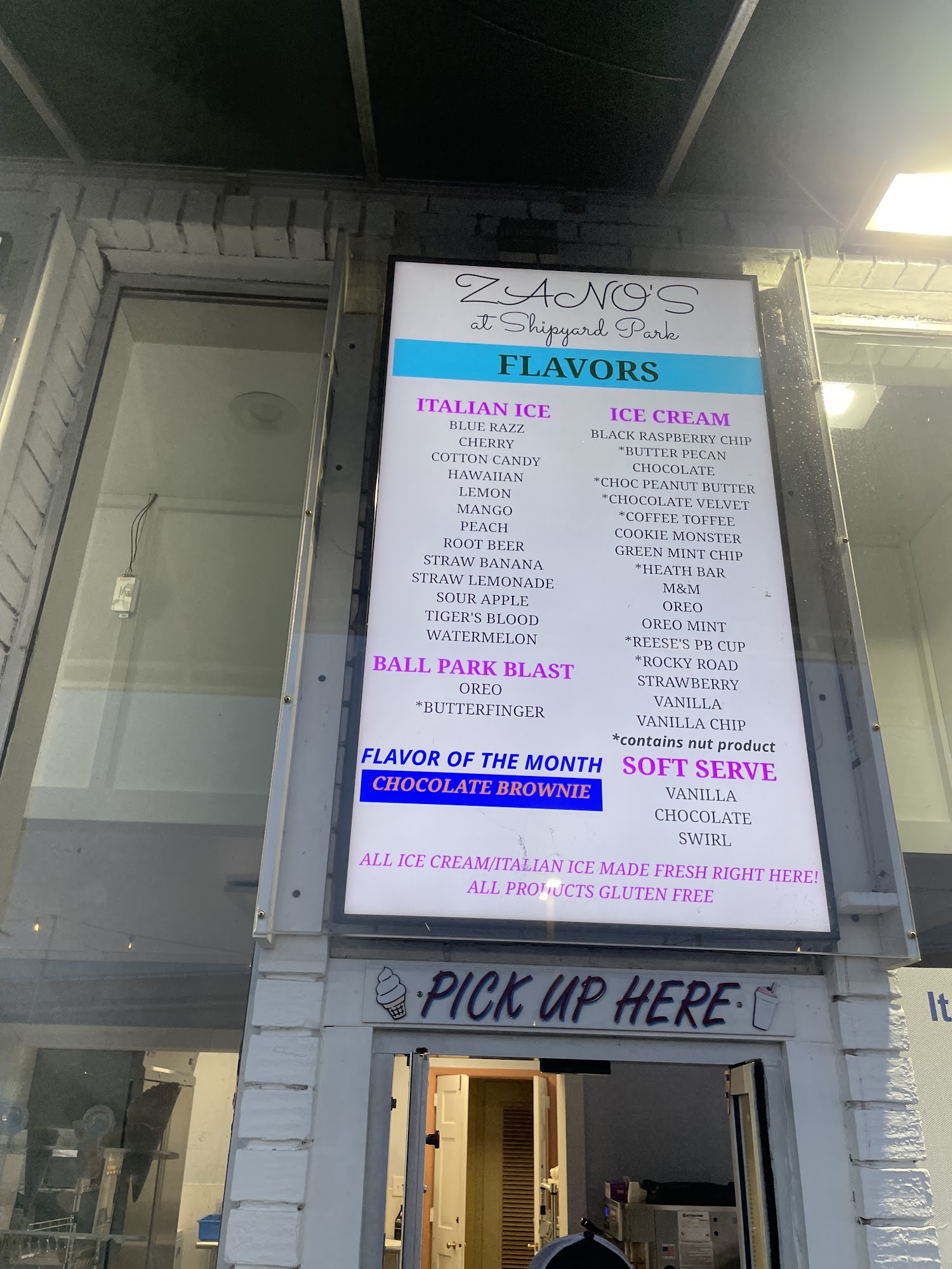 Zano's at Shipyard Park Menu