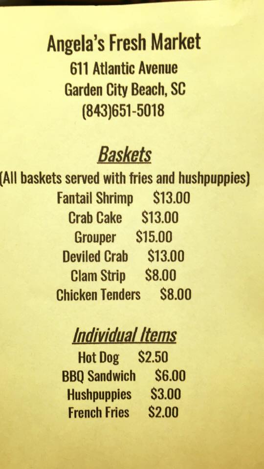 Angela's Fresh Market Menu