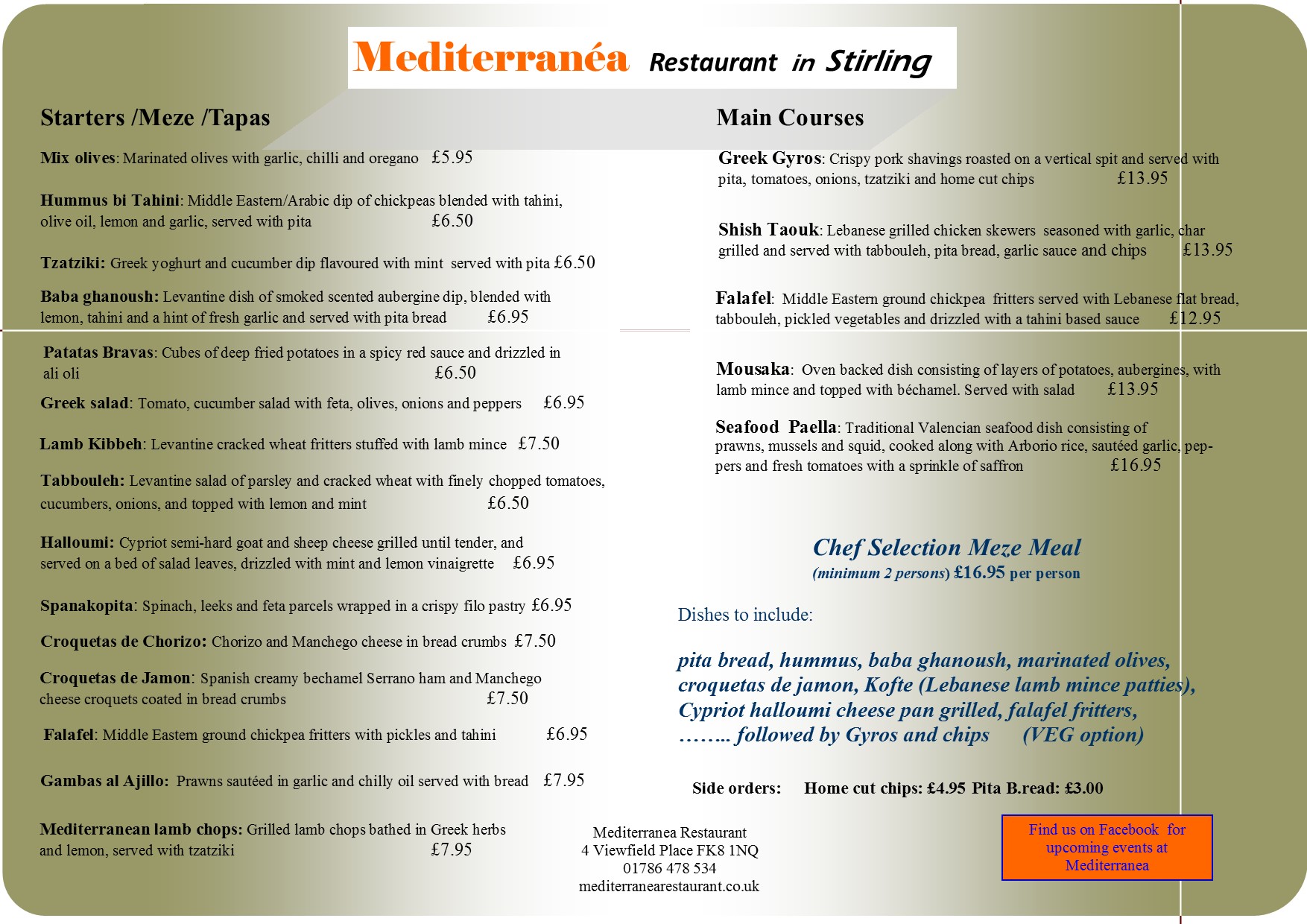 Mediterranèa Menu
