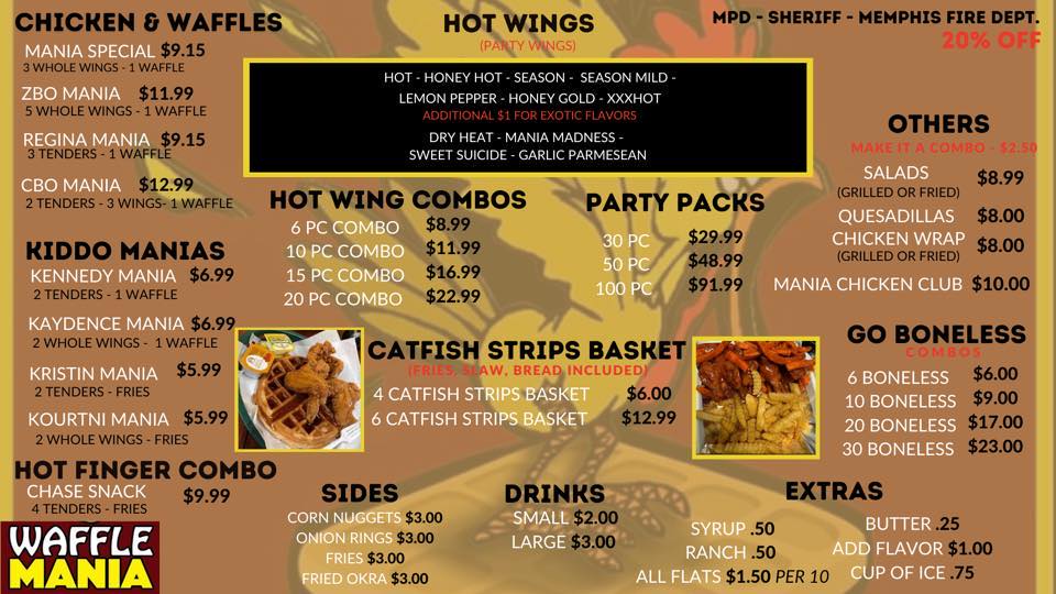 Waffle Mania Menu