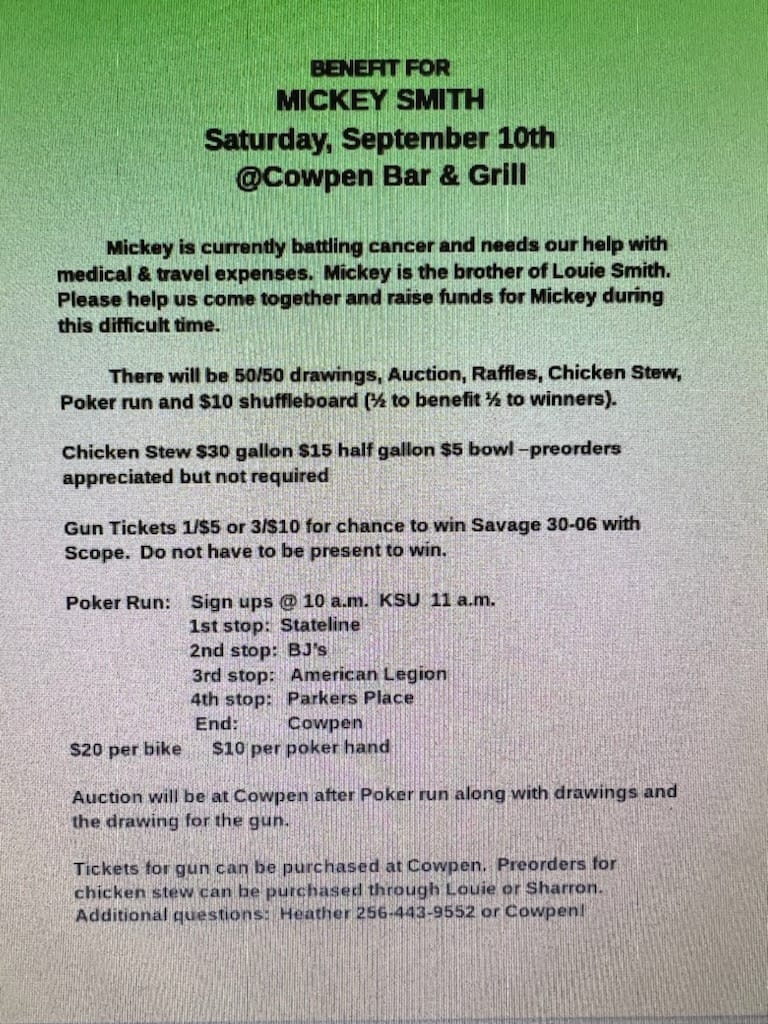 Cowpen Bar and Grill Menu