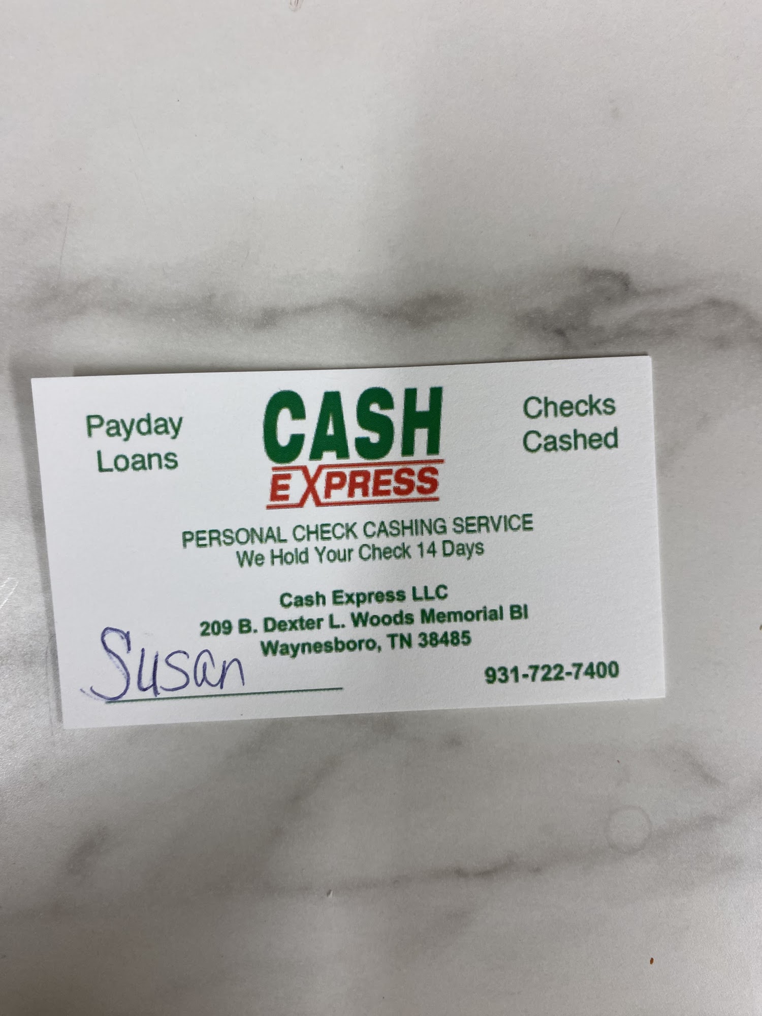 Cash Express 209 Dexter L Woods Memorial Blvd Ste B, Waynesboro Tennessee 38485