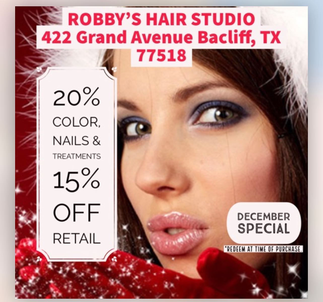 Robby’s Hair Studio & Spa 422 Grand Ave, Bacliff Texas 77518