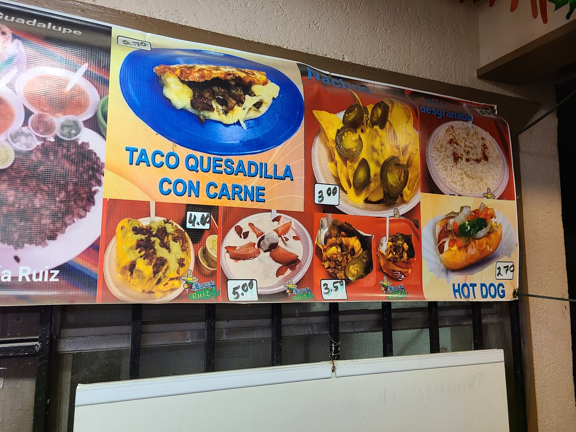Taqueria Ruiz Menu