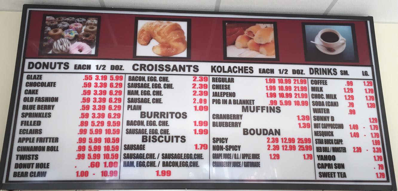 Star Donut Menu