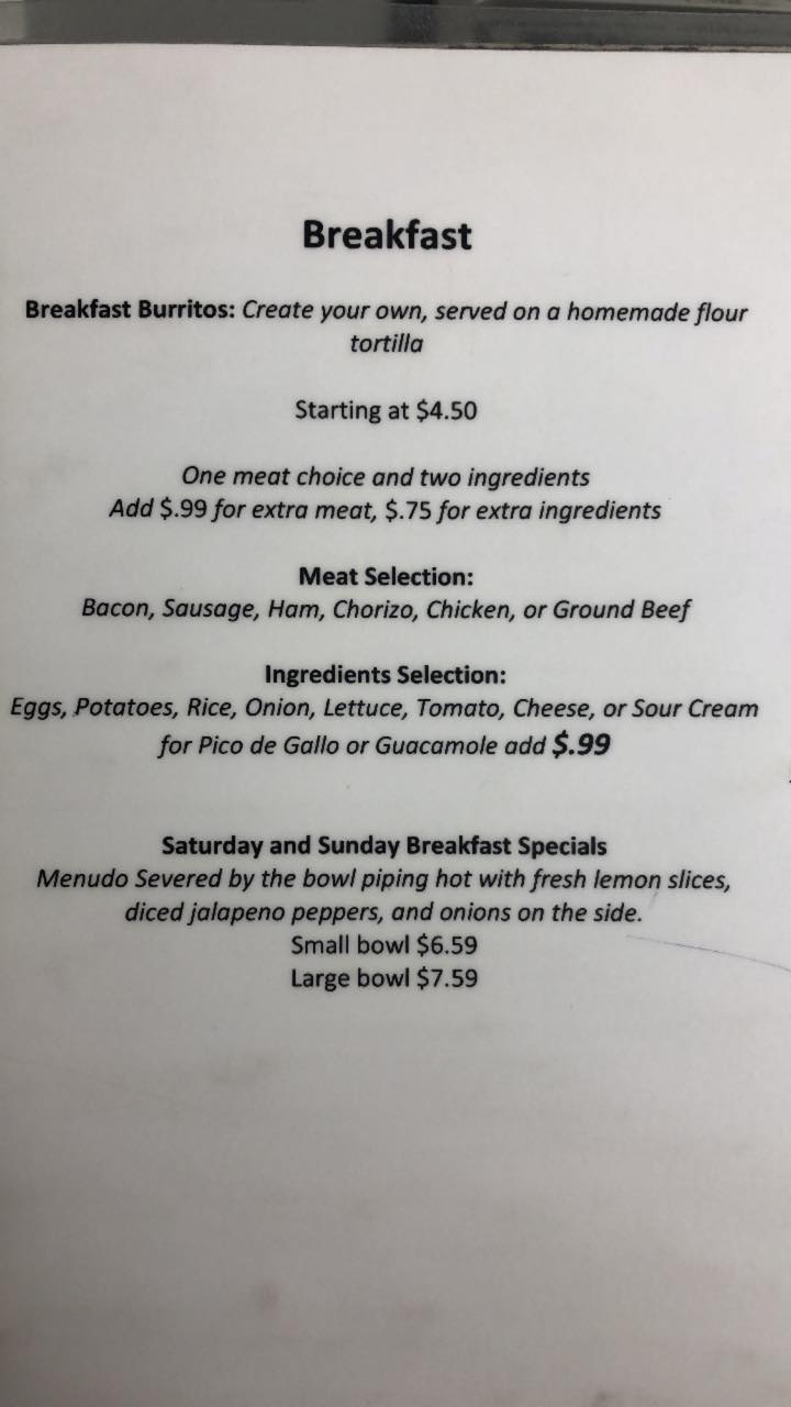 Don Leal's Menu