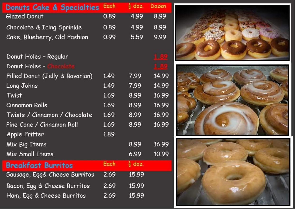 Catarina's Donuts Menu