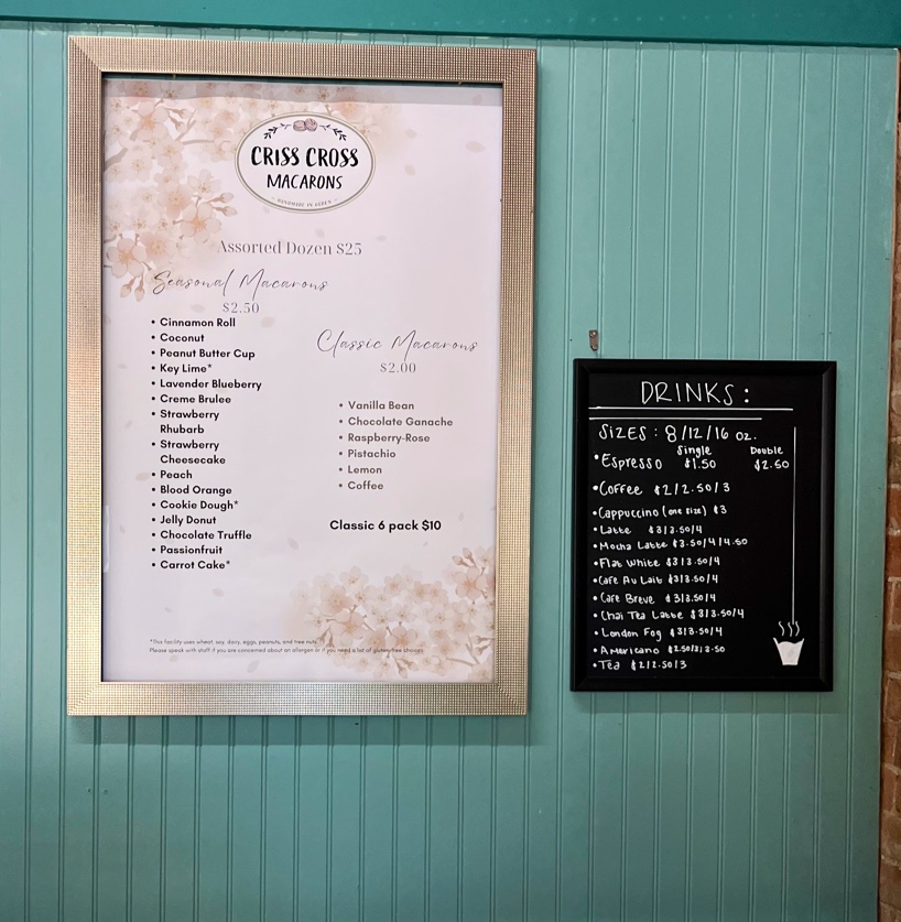 Criss Cross Macarons Menu