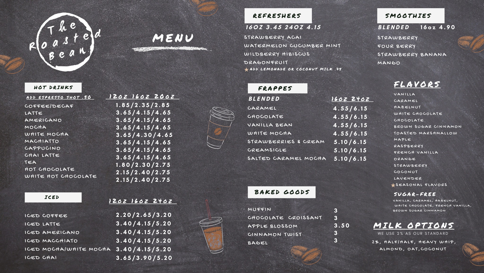 The Roasted Bean VA Menu