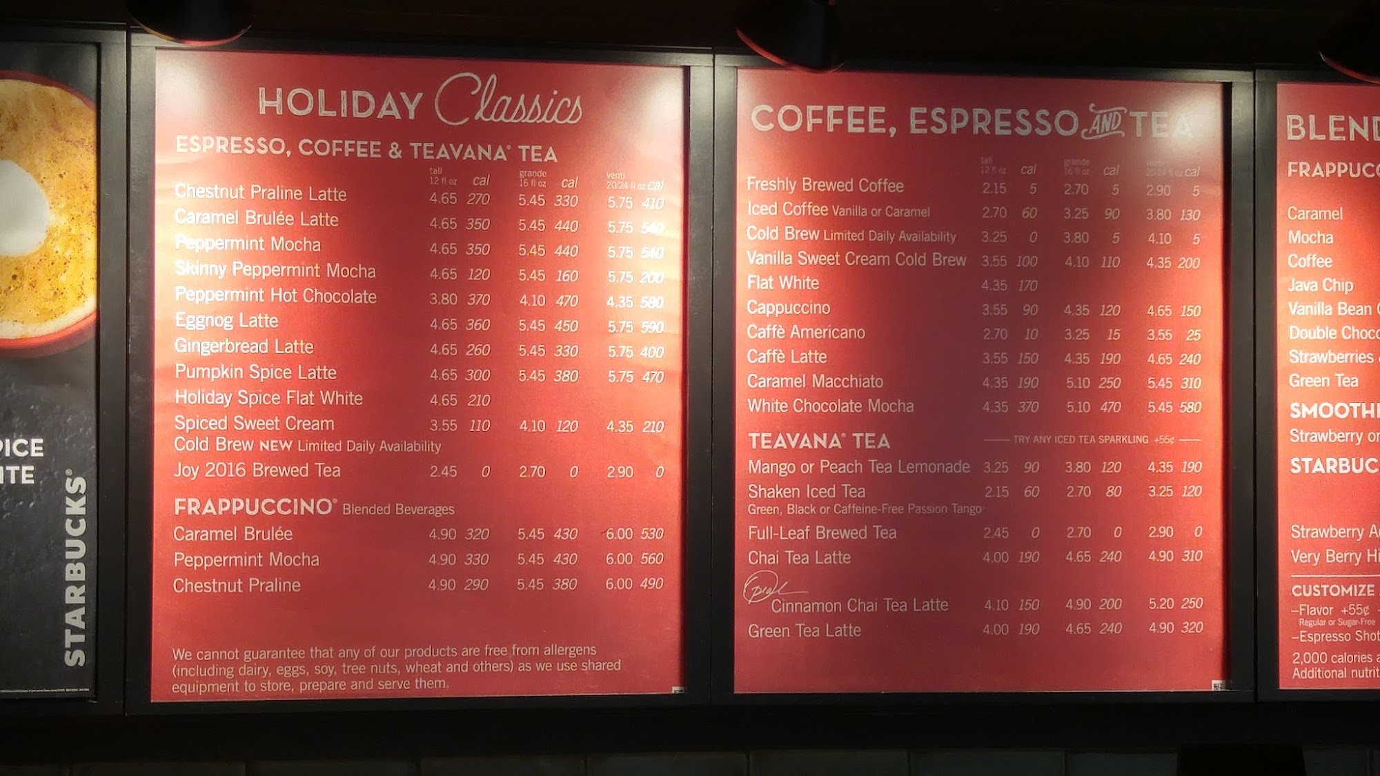 Starbucks Menu