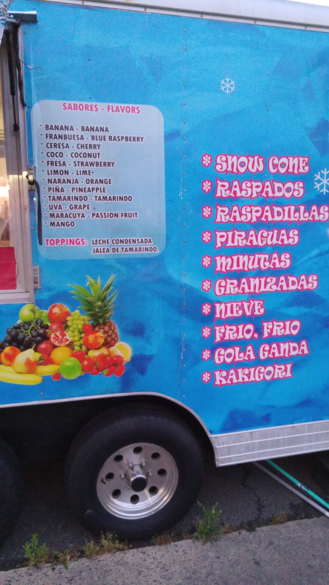 Mama ROSA SNOWCONE Menu