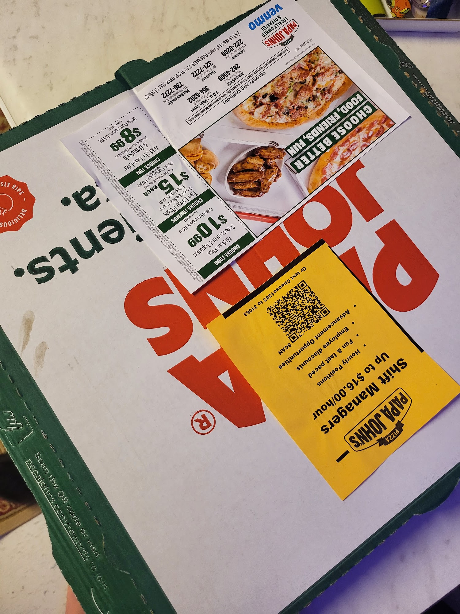 Papa Johns Pizza Menu