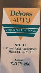 DeVoss Auto Service LLC - Auto Service, Auto Repair Shop in Richmond, VA