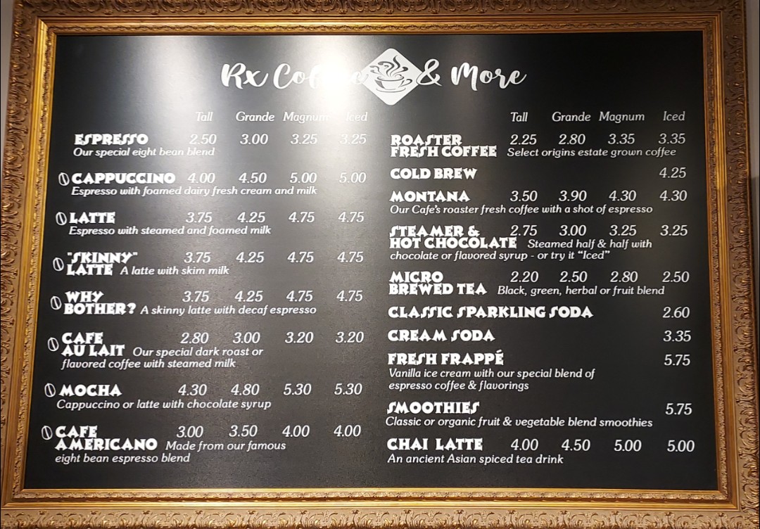RX Coffee & More Menu