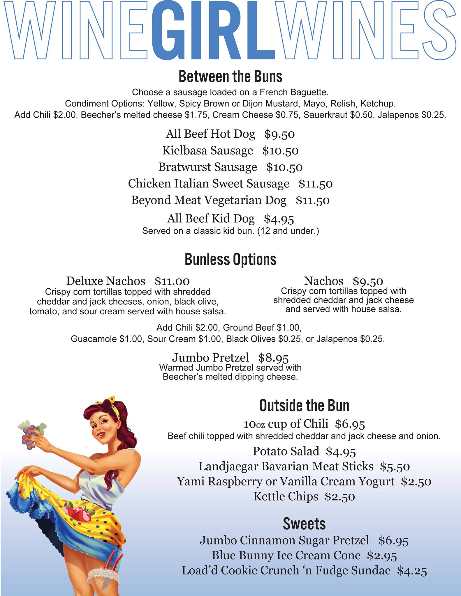 WineGirl Wines, Lake Chelan Menu
