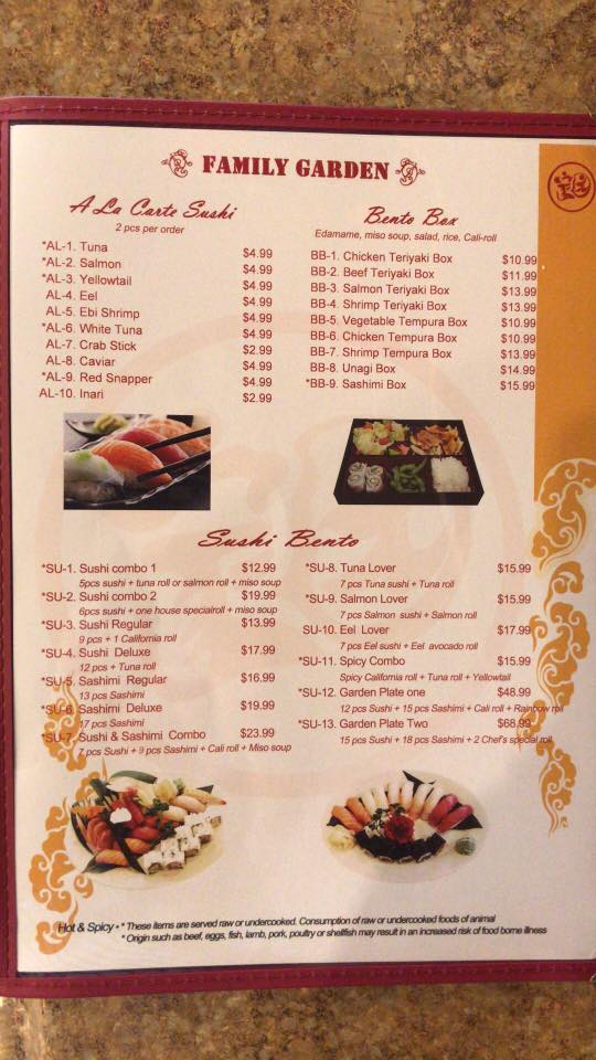 Kadlec Garden Cafe Menu