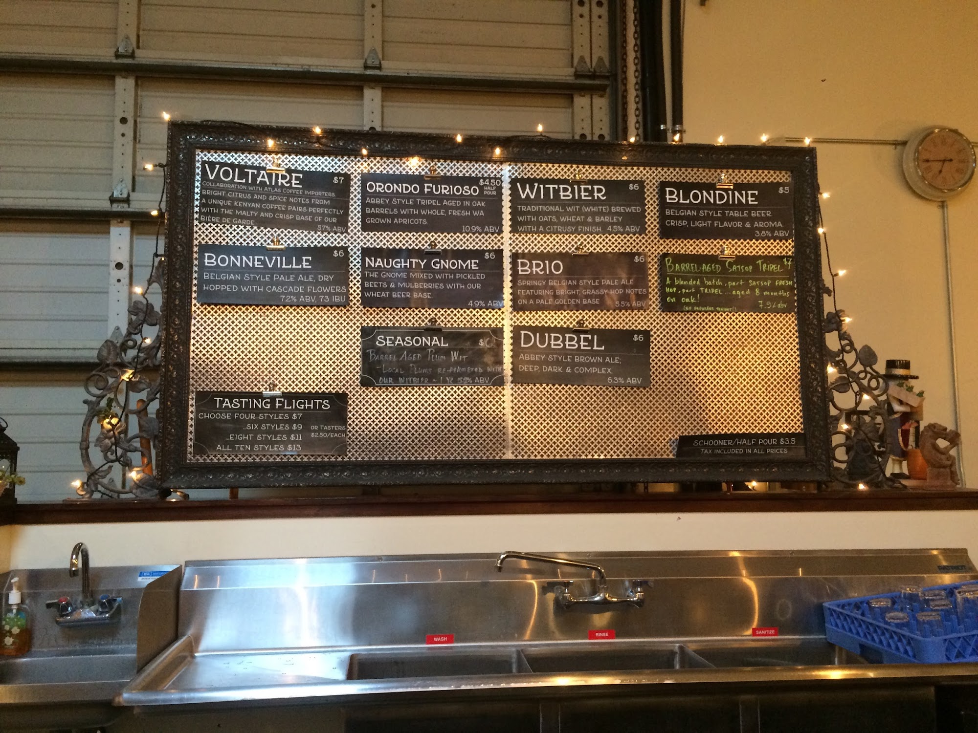 Lantern Brewing Menu