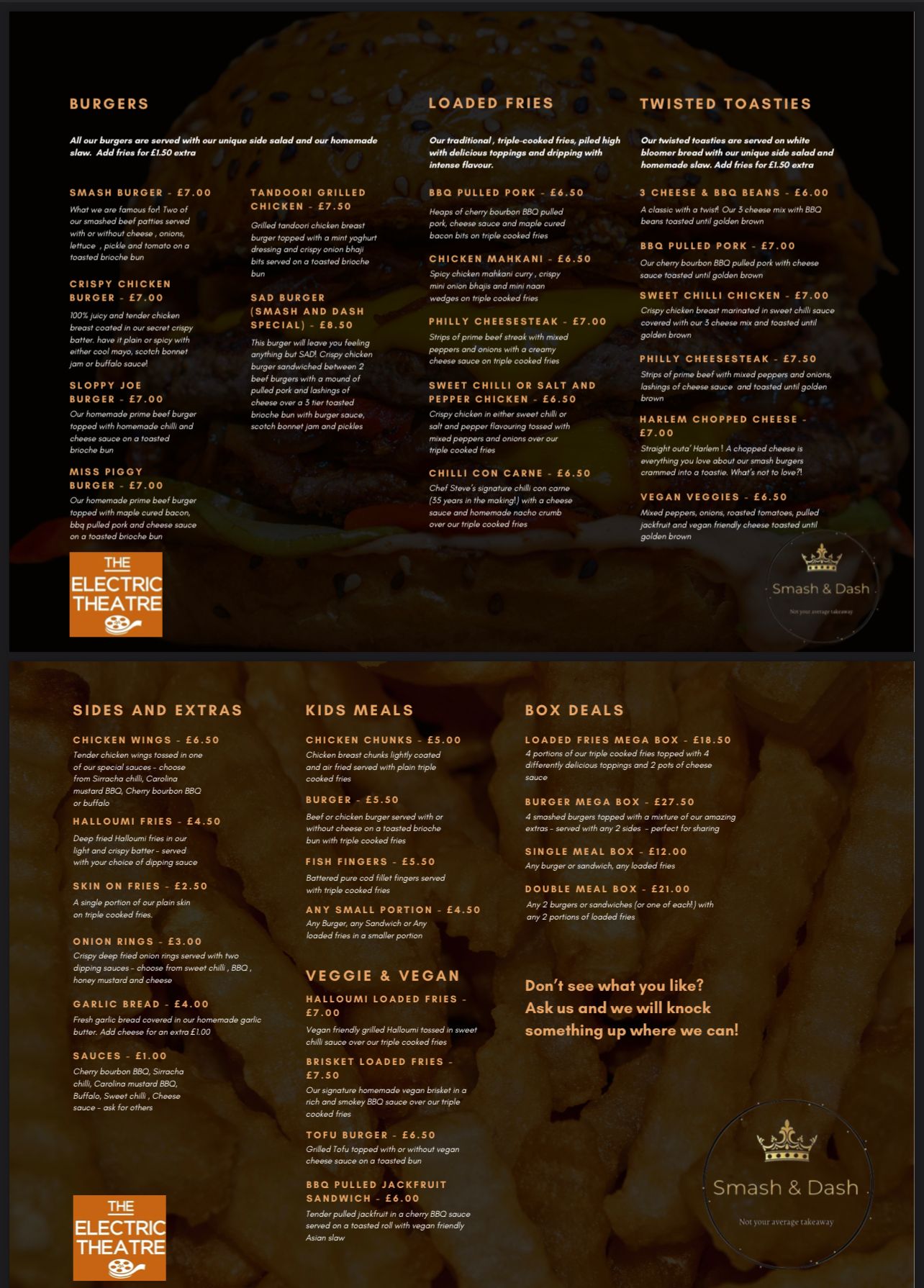 The Electric Theatre Menu