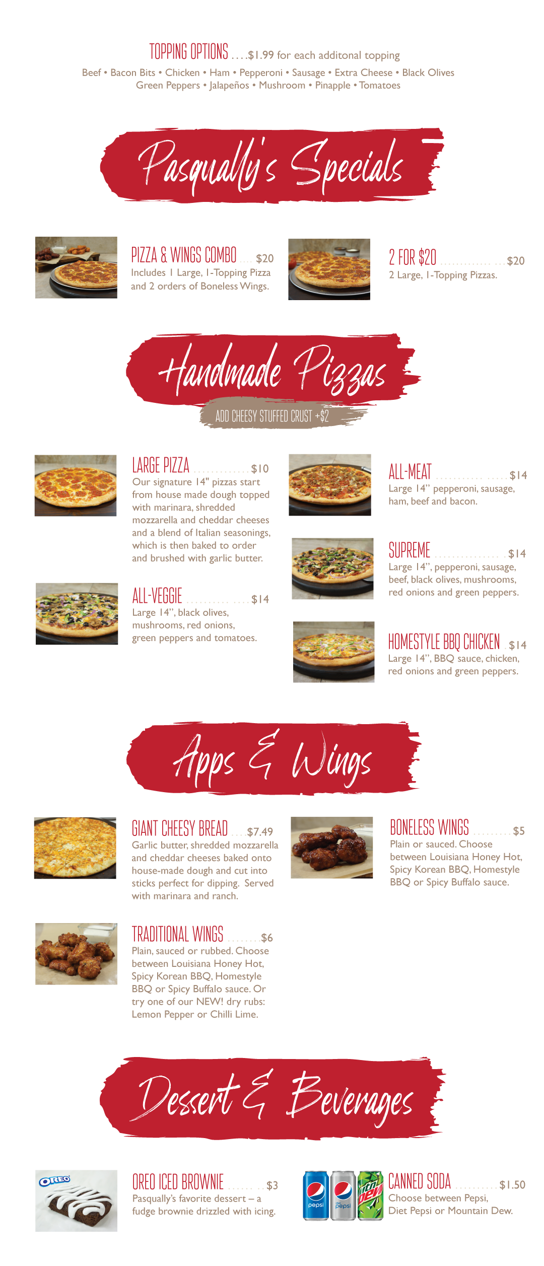 Pasqually's Pizza & Wings Menu