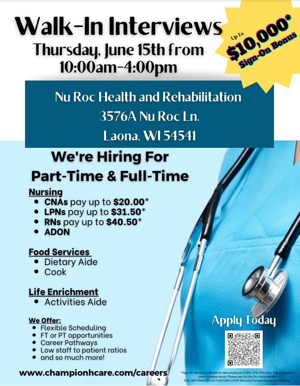 Nu Roc Health and Rehabilitation Center 3576 Nu Roc Ln, Laona Wisconsin 54541