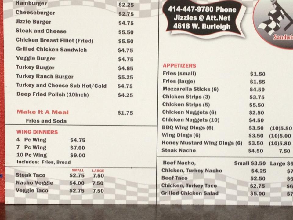Zell's & Vi's Sandwich Shop Menu