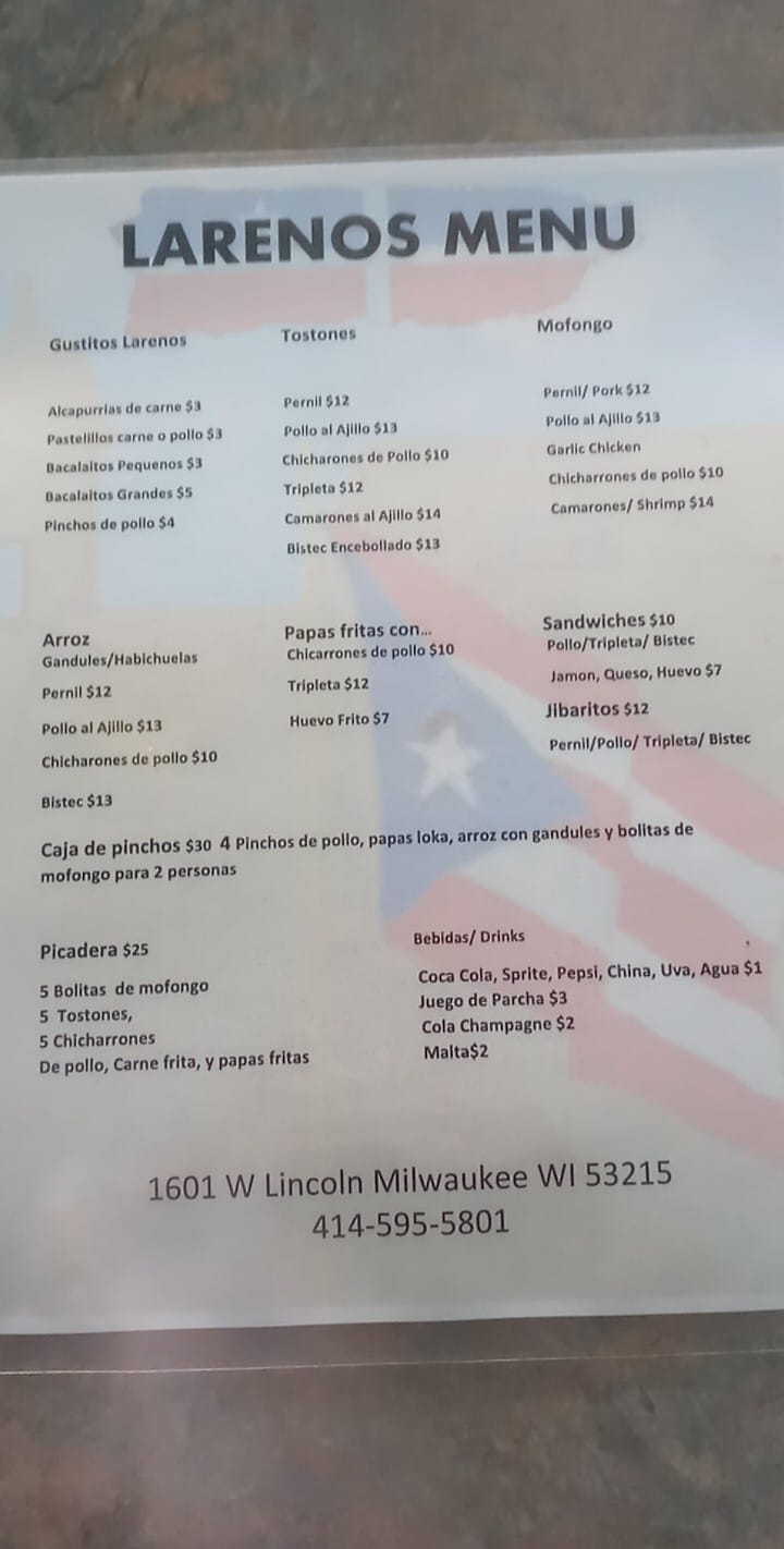 Lareños Tripletas y Más Menu