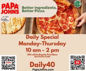 Papa Johns Pizza Menu