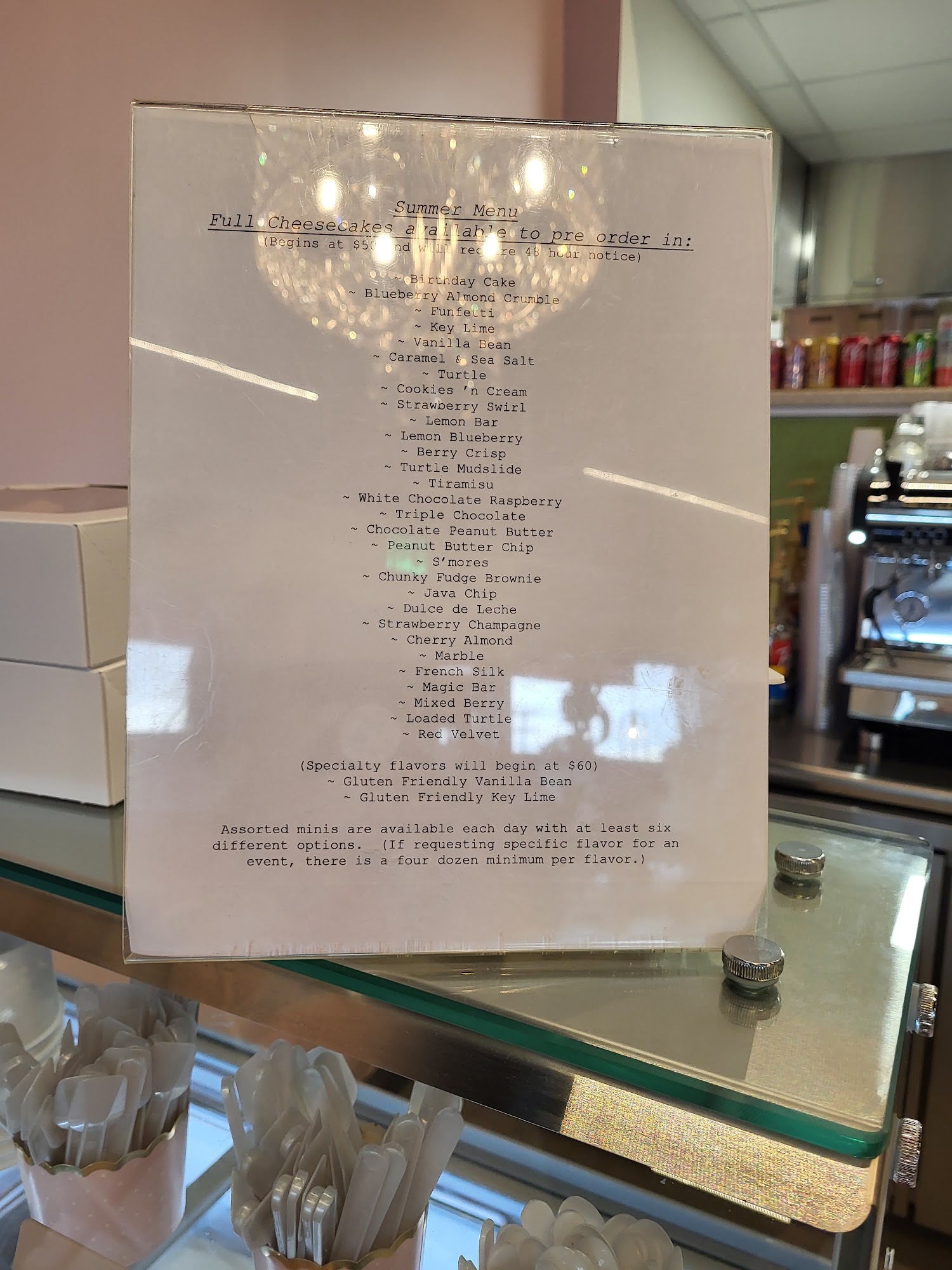 Sugar 'n Spice Cheesecakes & Coffee Menu