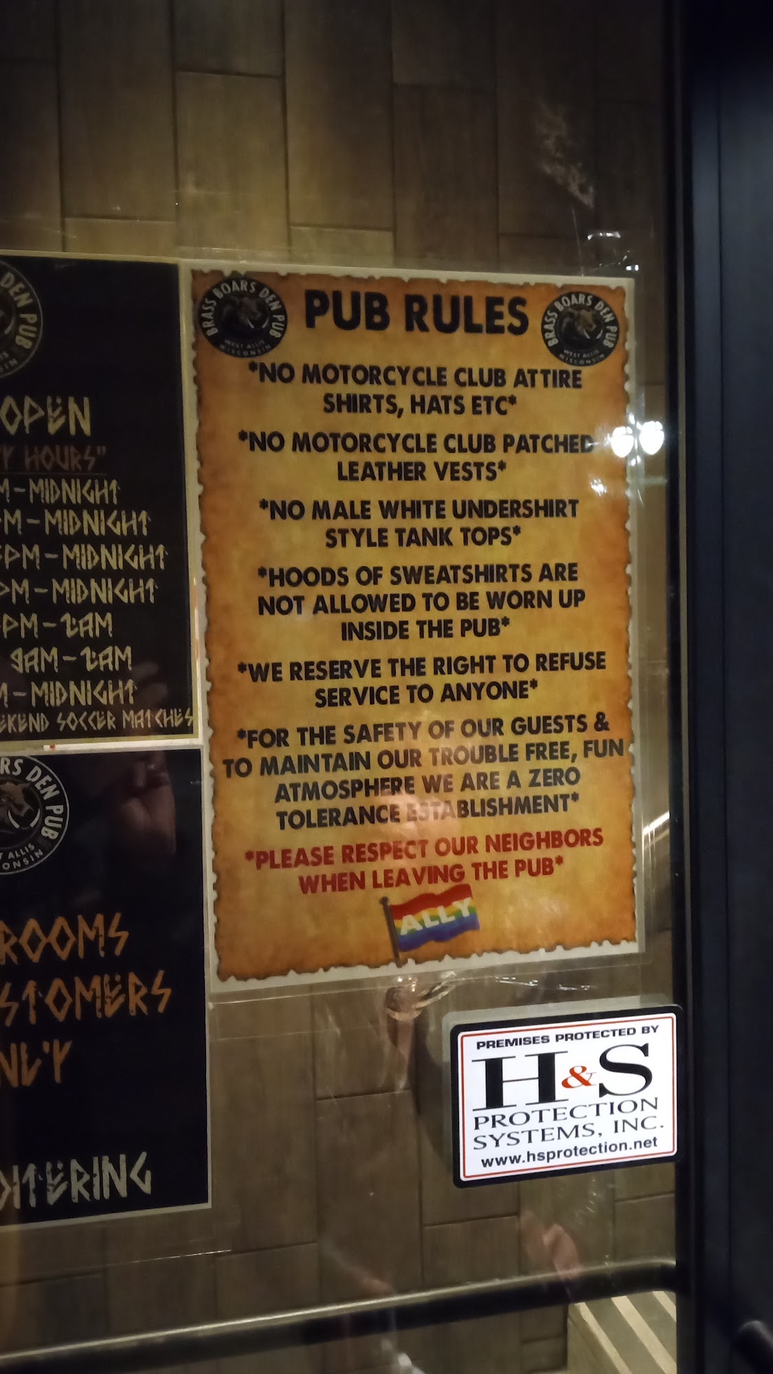 Brass Boar's Den Pub Menu