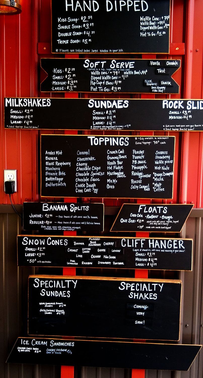 Hanging Rocks Ice Cream LLC Menu
